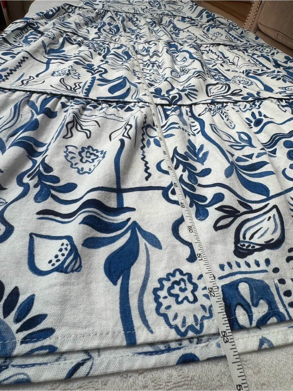 CeCe White and Blue Floral Patchwork Maxi Dress